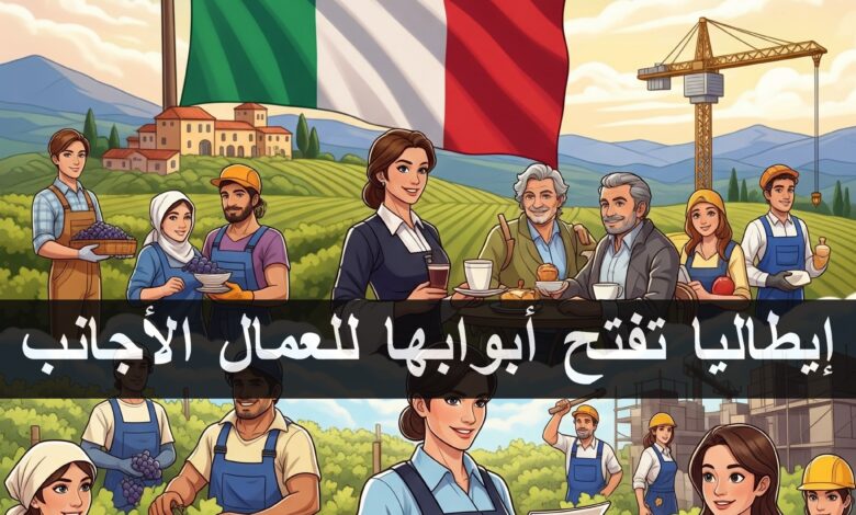 إيطاليا تفتح أبوابها للعمال الأجانب: 500 ألف عقد عمل خلال 3 سنوات 1 إيطاليا تفتح أبوابها للعمال الأجانب: 500 ألف عقد عمل خلال 3 سنوات