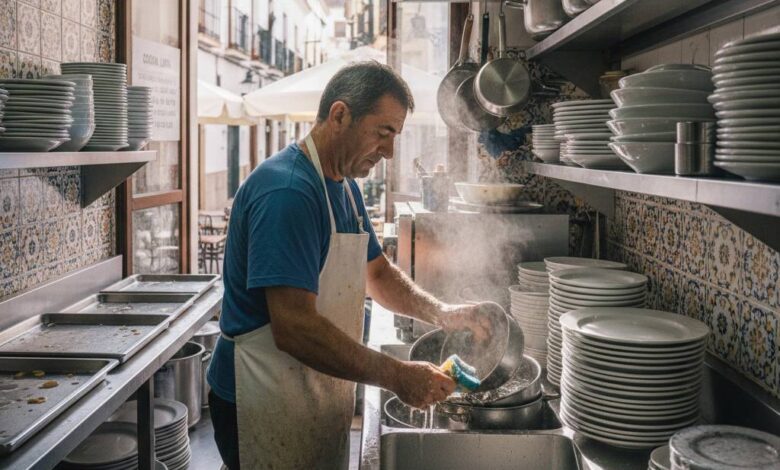 مطلوب عامل غسل الاواني في مطعم باسبانيا