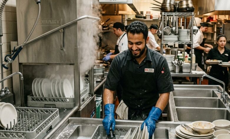 وظائف مطاعم في كندا: غاسل أطباق براتب يصل إلى 16 دولار بالساعة