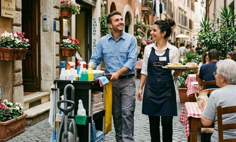 وظائف فنادق إيطاليا 2026: توظيف فوري عاملات تنظيف ونادلات