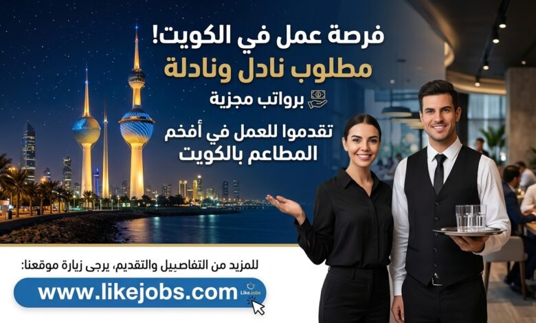 مطلوب نادل ونادلة للعمل في الكويت برواتب مجزية