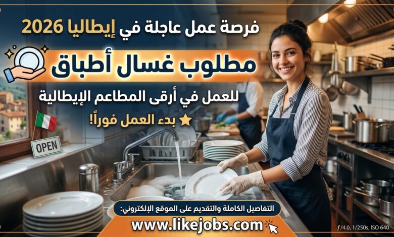 عقد عمل في إيطاليا 2026: مطلوب غسال أطباق بشكل عاجل