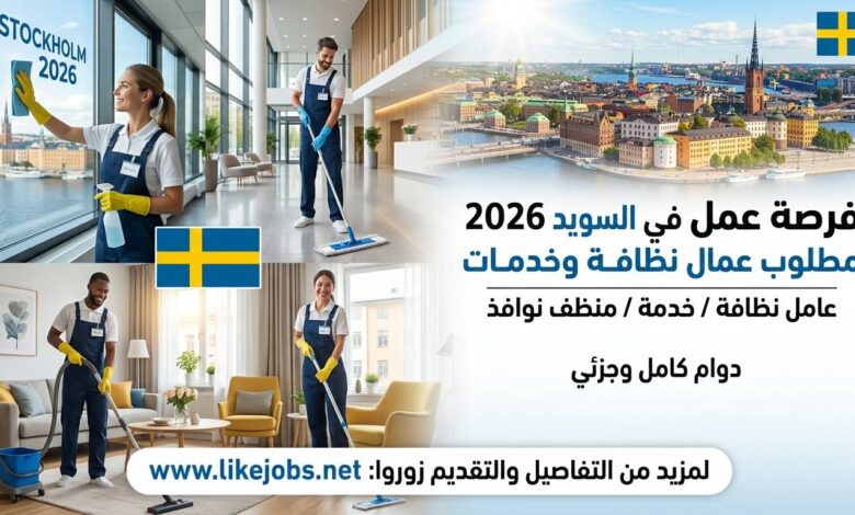 وظائف تنظيف في السويد 2026: توظيف عمال نظافة وخدمات