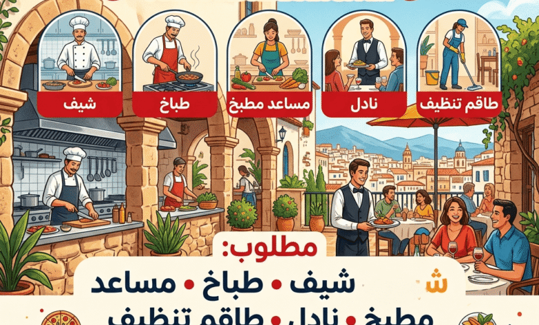 وظائف في مطاعم إسبانيا 2026: مطلوب شيف وطباخ ومساعد مطبخ ونادل وطاقم تنظيف