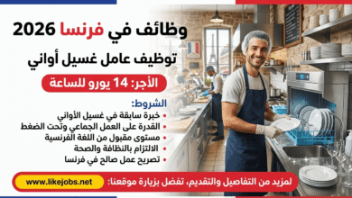 وظائف في فرنسا 2026: توظيف عامل غسيل أواني بأجر 14 يورو للساعة