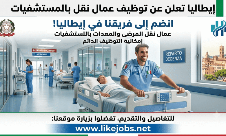 إيطاليا تعلن عن توظيف عمال نقل بالمستشفيات مع إمكانية التوظيف الدائم