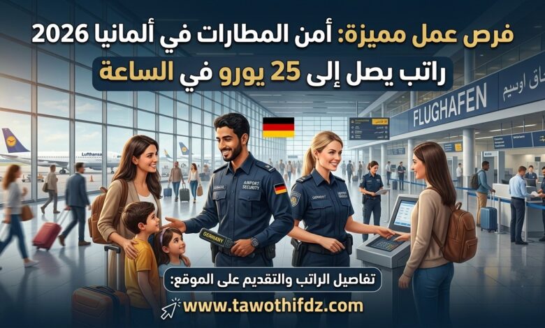 وظائف أمن المطارات في ألمانيا 2026 | راتب يصل إلى 25 يورو في الساعة