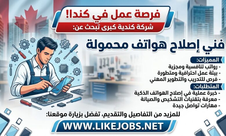 شركة كندية تبحث عن فني إصلاح الهواتف المحمولة برواتب تنافسية