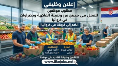 مطلوب موظفين في مصنع فرز وتعبئة الفاكهة والخضراوات في كرواتيا