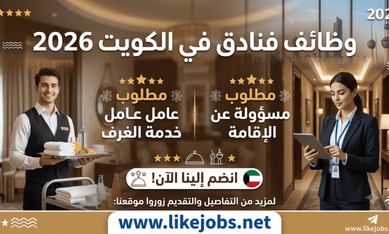 وظائف الفنادق في الكويت 2026: مطلوب عامل خدمة الغرف ومسؤولة عن الإقامة