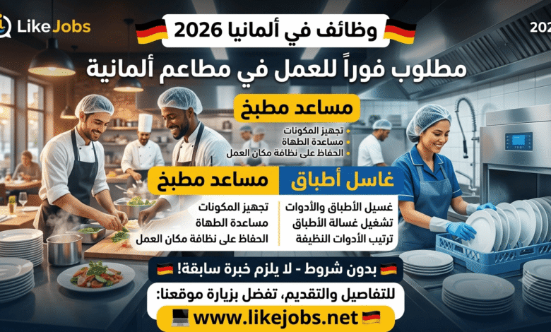 وظائف في ألمانيا 2026: مطلوب مساعد مطبخ وغاسل أطباق
