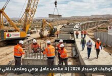 إعلان توظيف كوسيدار 2026 | 4 مناصب عامل يومي ومنصب تقني سامي