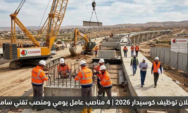 إعلان توظيف كوسيدار 2026 | 4 مناصب عامل يومي ومنصب تقني سامي