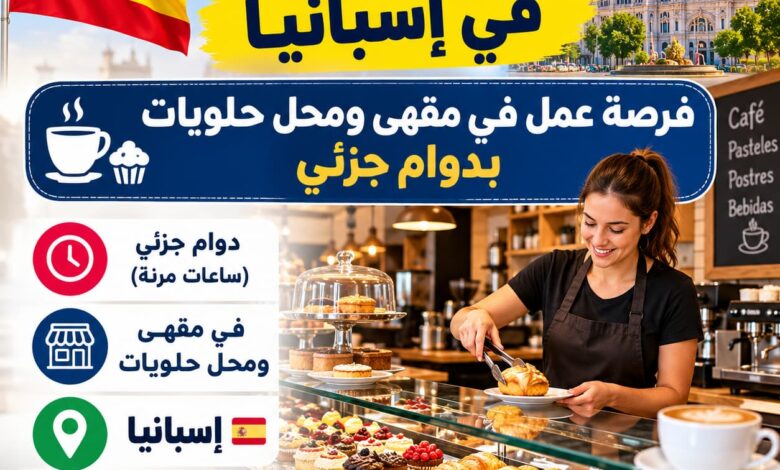 توظيف في إسبانيا: فرصة عمل في مقهى ومحل حلويات بدوام جزئي